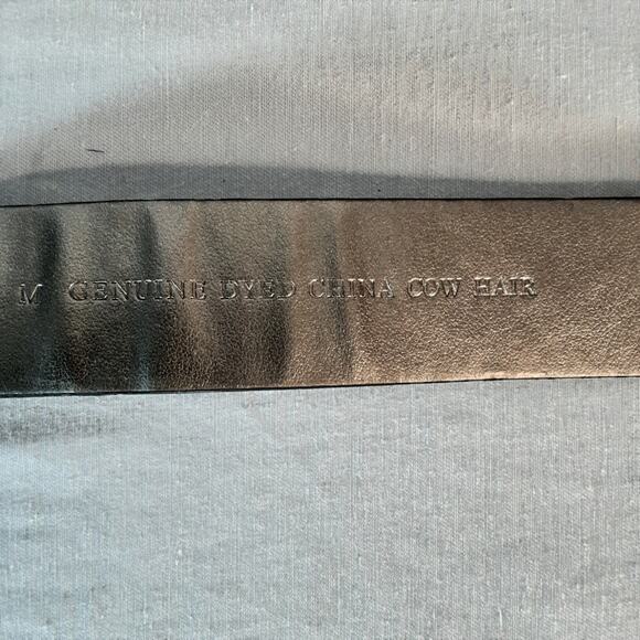 Nine West Hairy Cow Hide Animal Print Belt Medium Waist Black Brown Gray - Picture 10 of 13